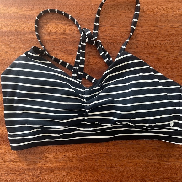 CALIA Striped Bikini Set XL Black & White Strappy Top Mid-Rise Bottom - Picture 3 of 7